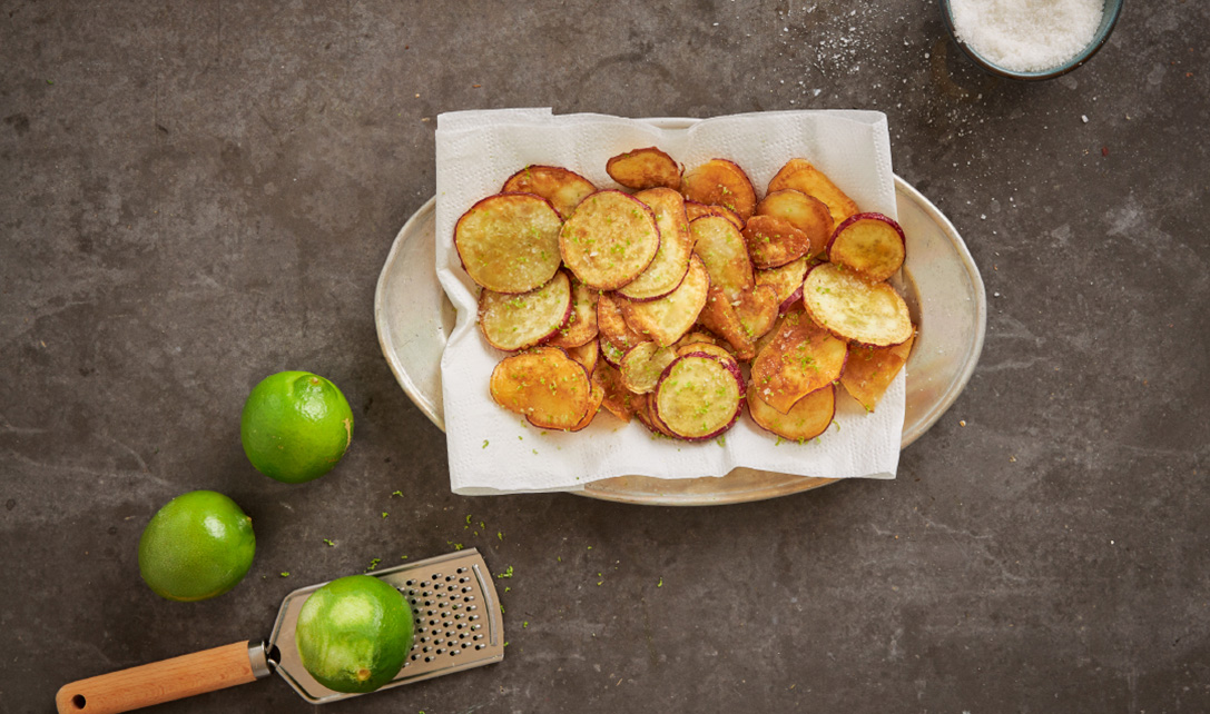 Raspas de lima na batata doce frita