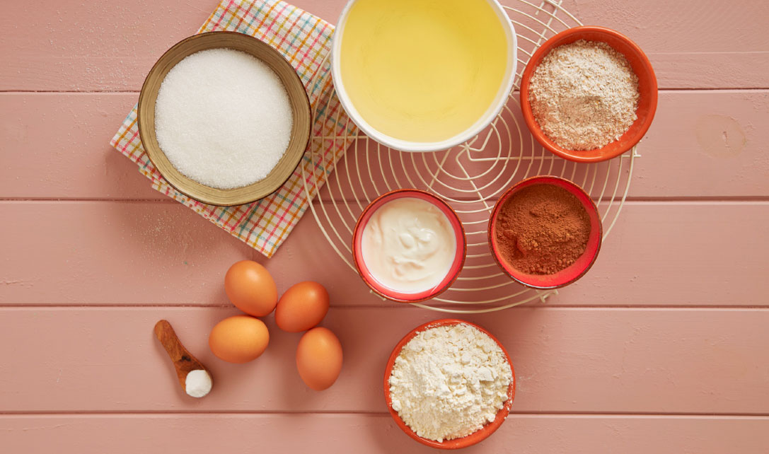 Ingredientes para queques de chocolate