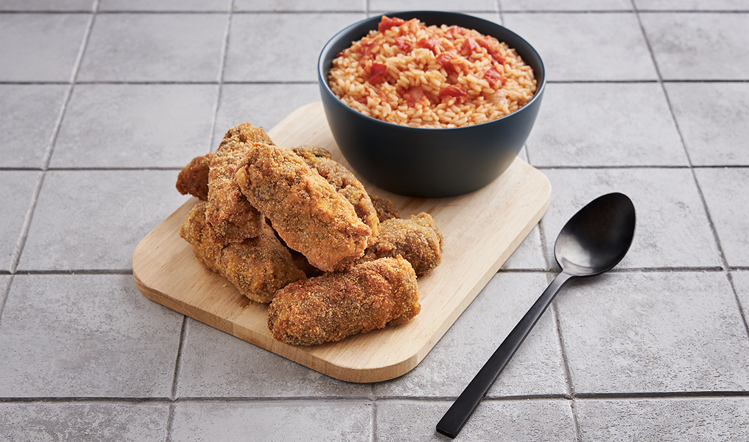 Croquetes com arroz de tomate