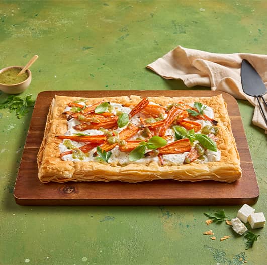 Tarte de cenouras assadas com feta