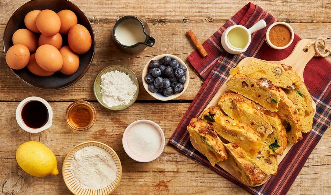 Ingredientes para rabanadas de bolo rei