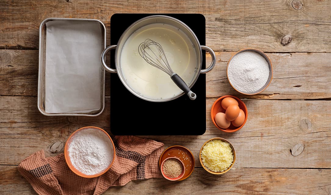 Ingredientes para fazer pão de queijo