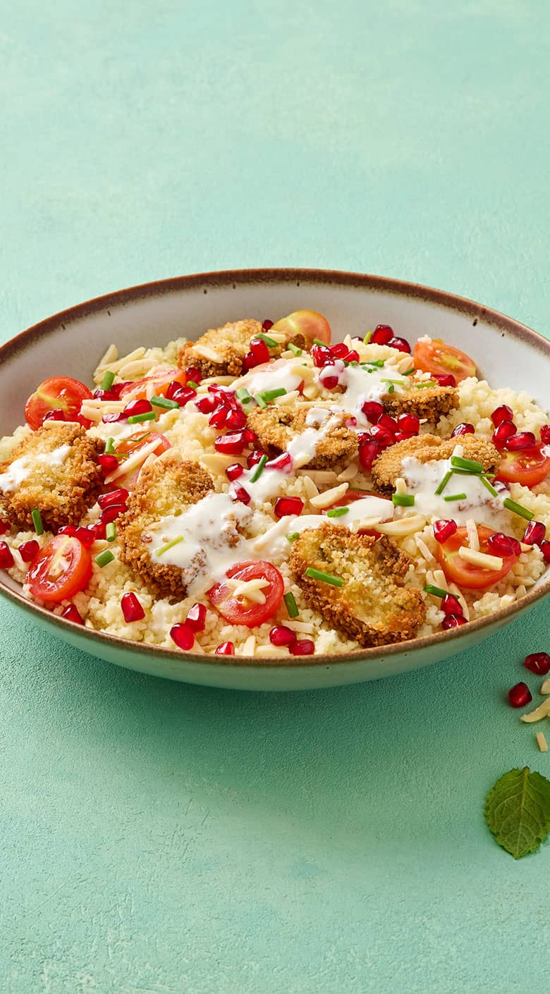 Salada de Cuscuz com Cogumelos Fritos e Tomate