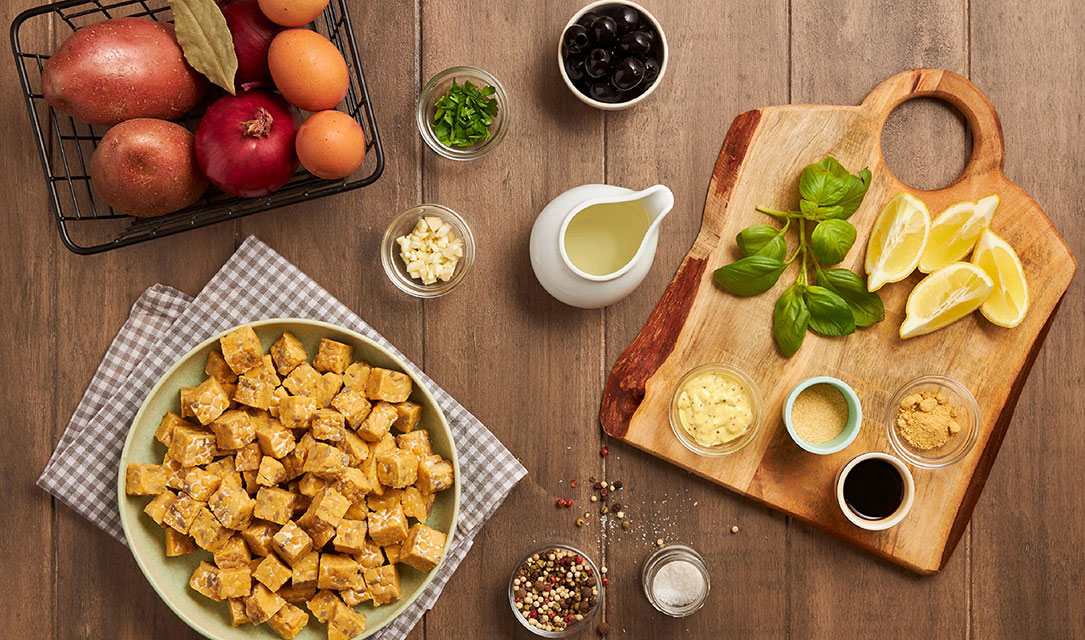 Ingredientes para tempeh à gomes de sá