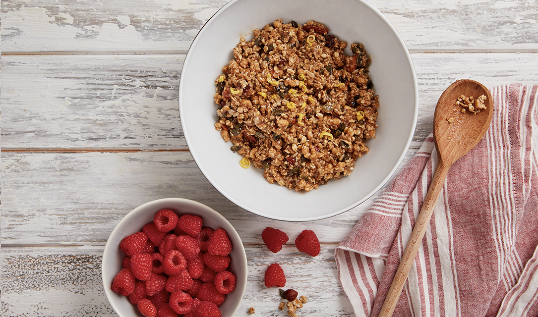 Bolachas de muesli com framboesas