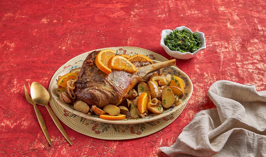 Borrego assado no forno com batatas