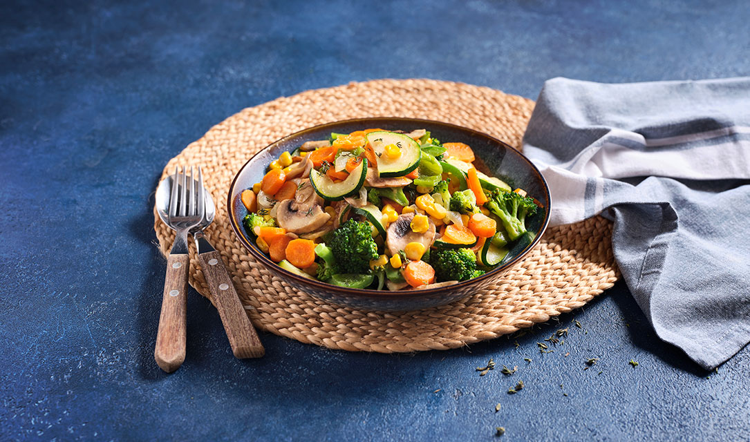 Legumes Salteados no prato