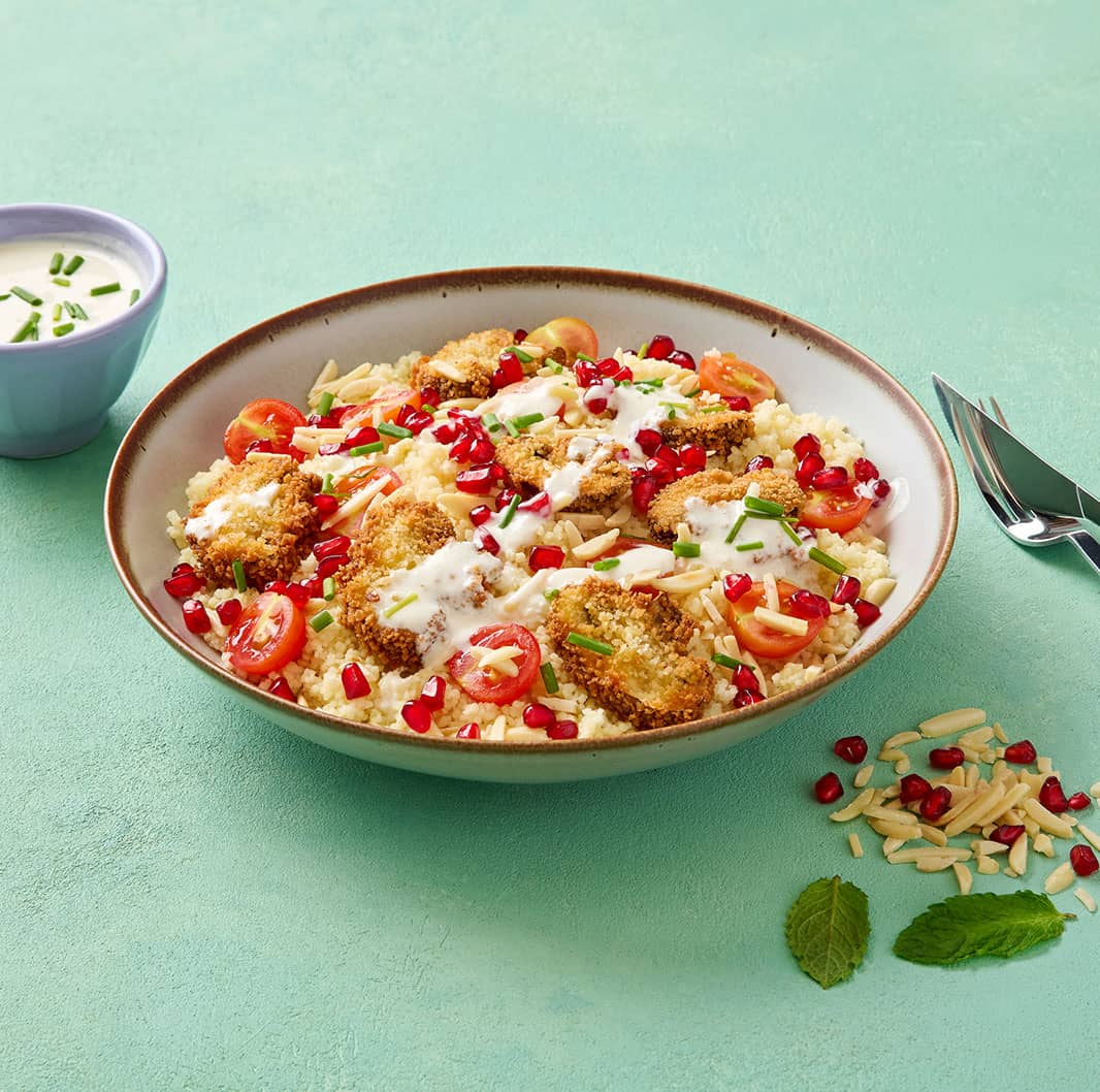 Salada de Cuscuz com Cogumelos Fritos e Tomate