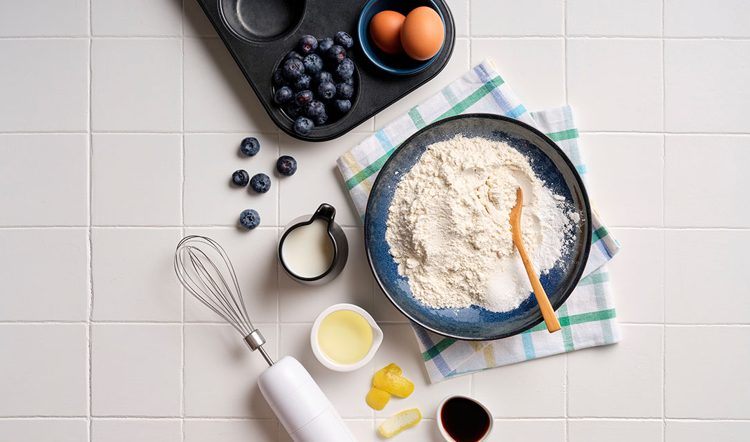 Ingredientes para muffins de mirtilos