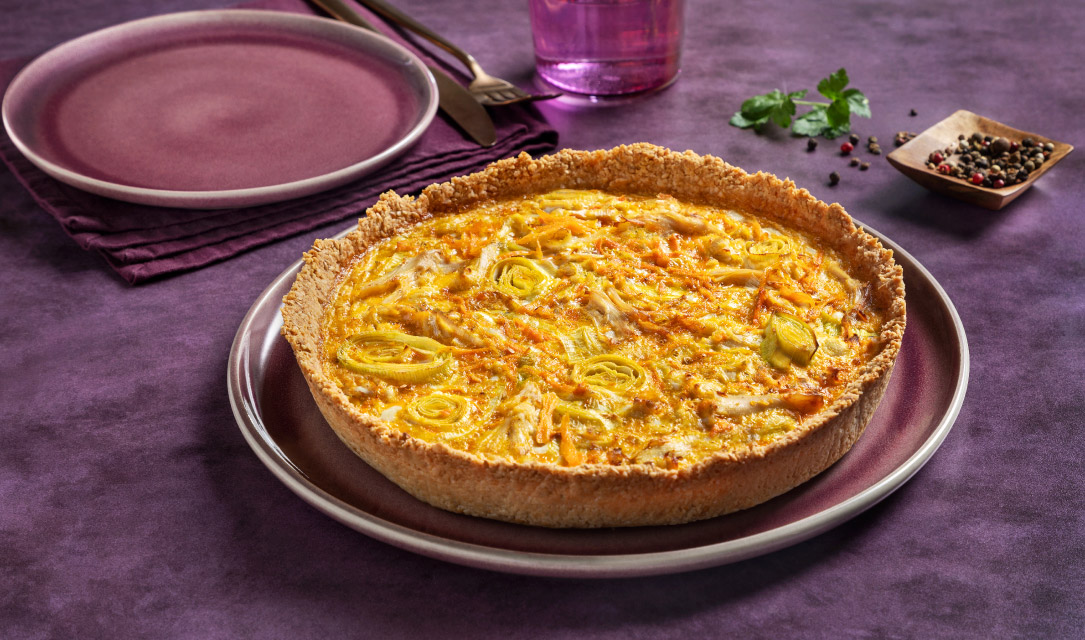 Quiche de alho francês e frango