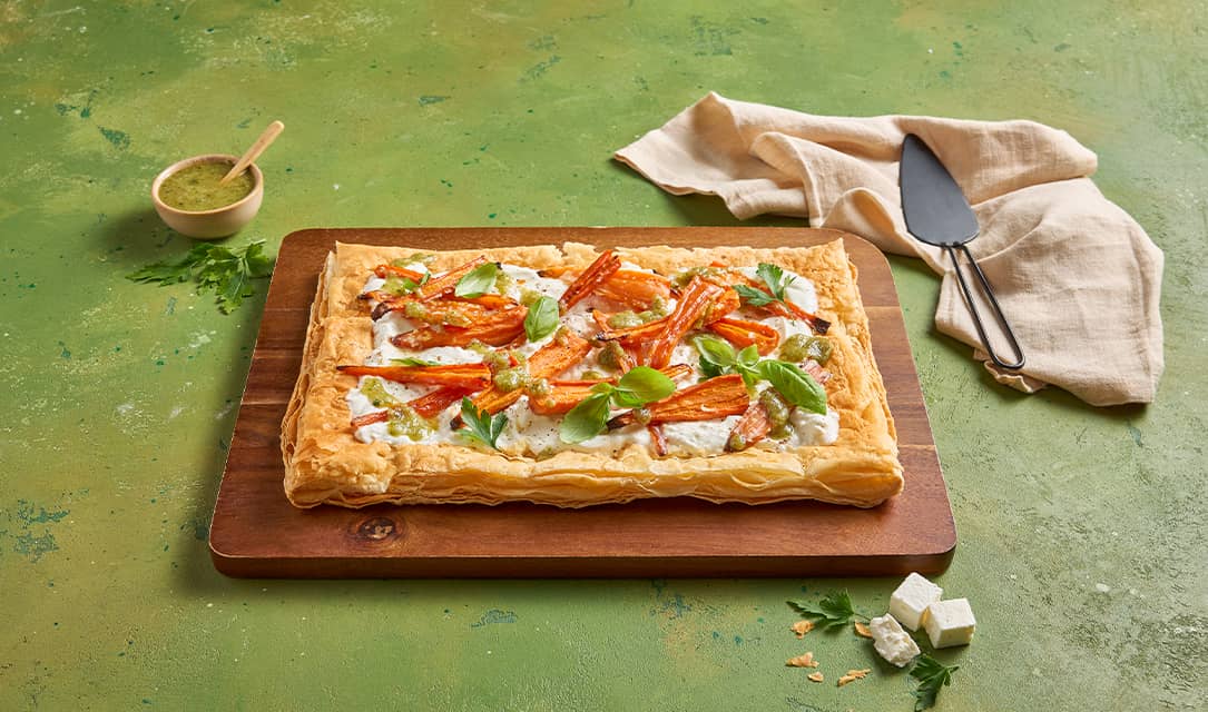 Tarte de cenouras assadas com queijo