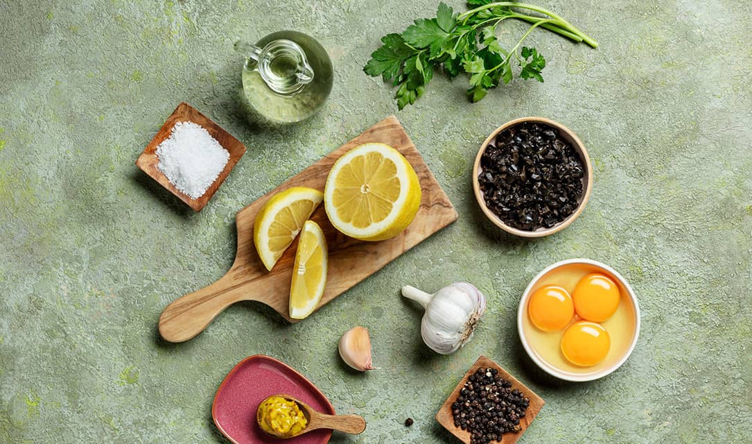 Ingredientes para fazer maionese de azeitonas