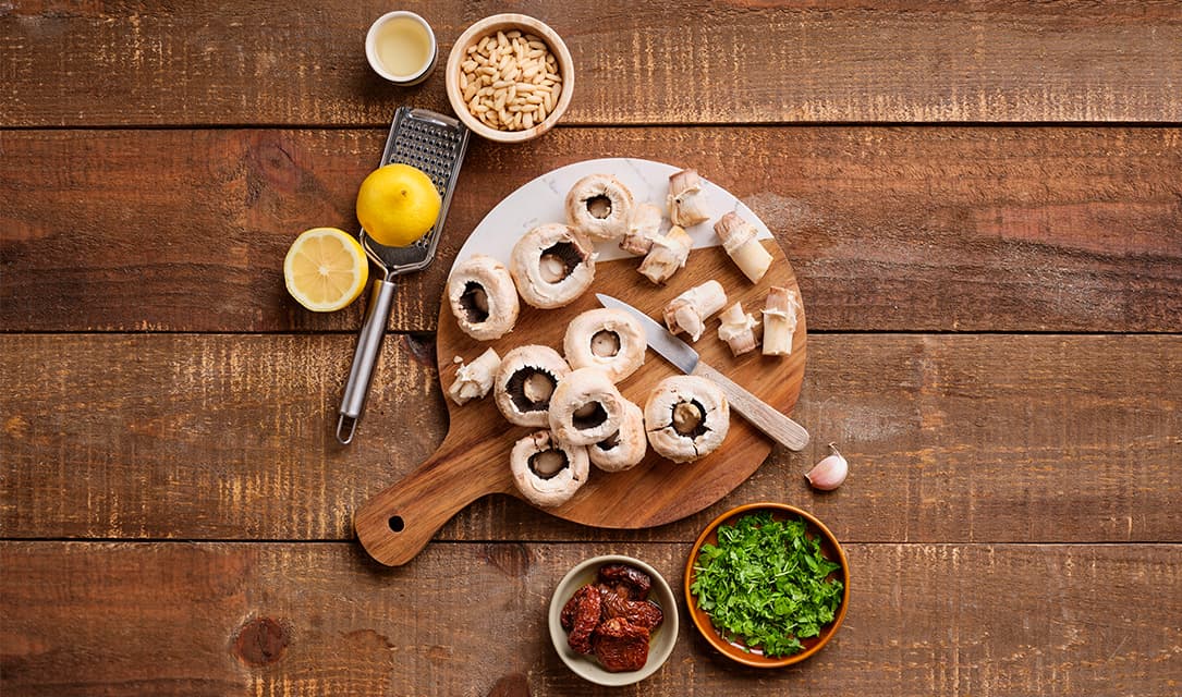Ingredientes para cogumelos recheados