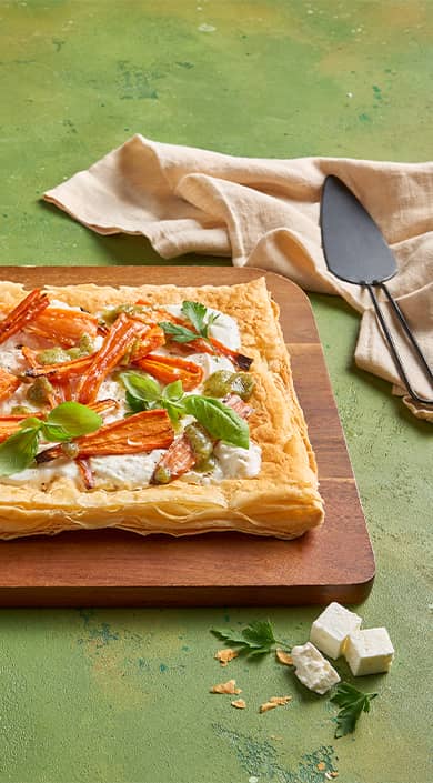 Tarte de cenouras assadas com feta