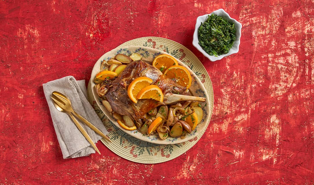 Borrego assado no forno com batatas