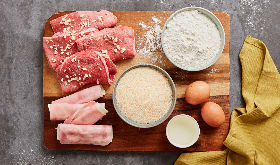 Ingredientes para receita de cordon bleu