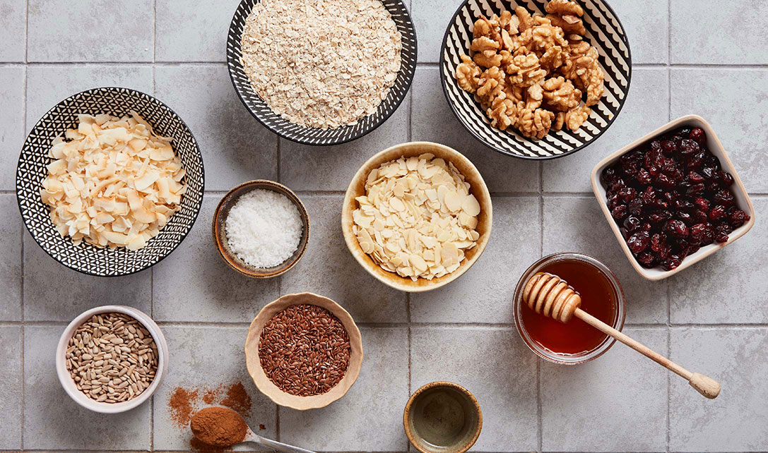 Ingredientes para receita de granola