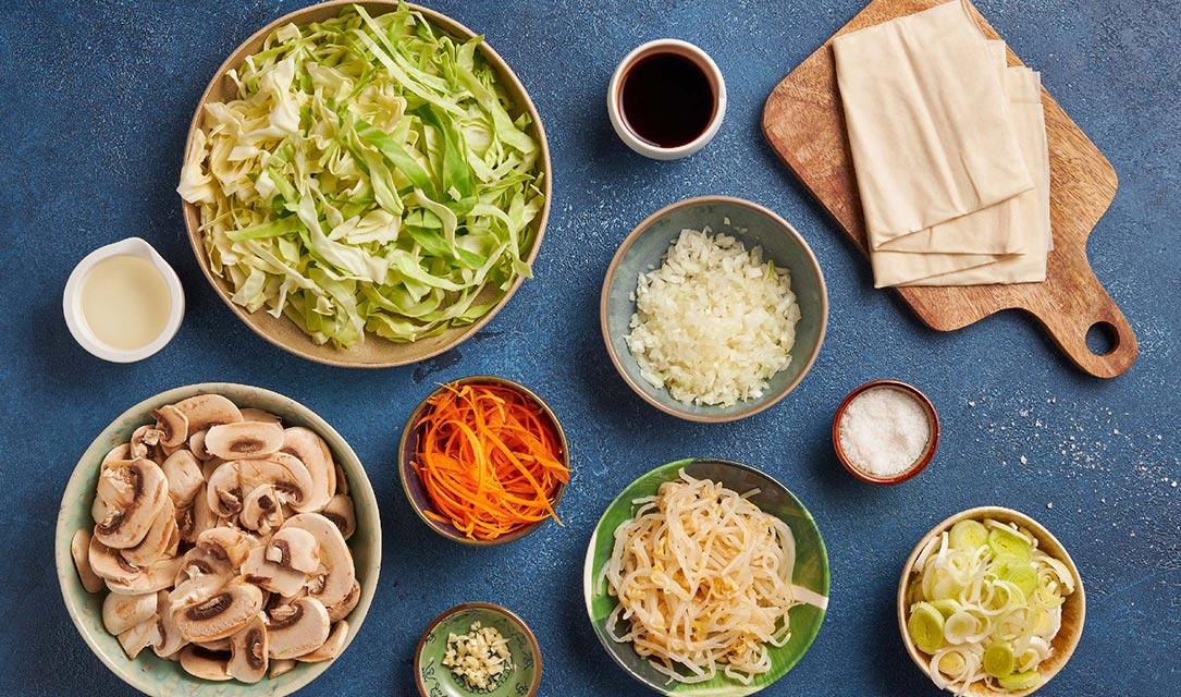 Ingredientes para crepes chineses