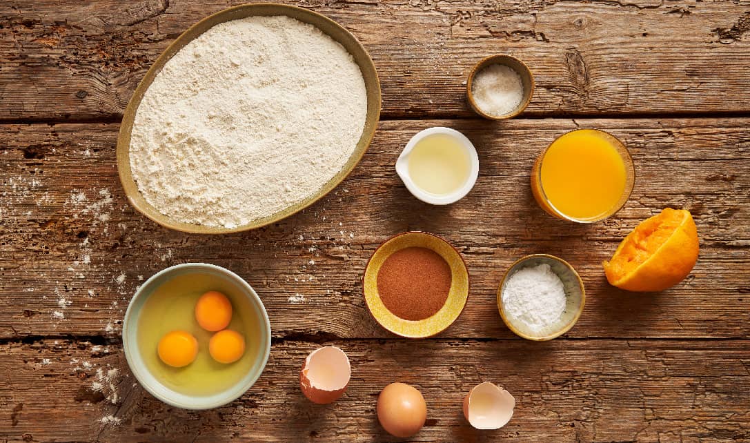 Ingredientes para a receita de coscorões