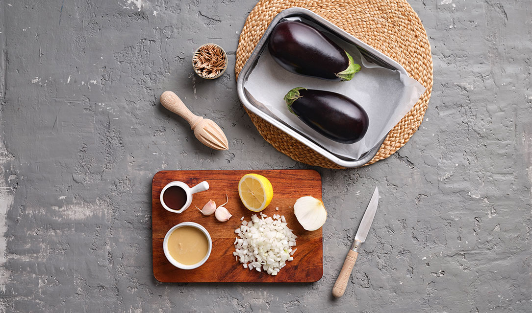 Ingredientes para hummus de beringela