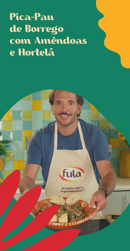 Pica Pau de Borrego com Amêndoas e Hortelã