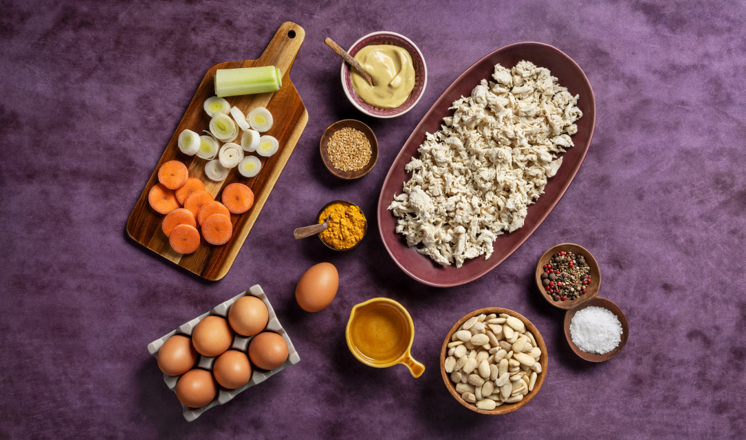 Ingredientes para quiche de frango