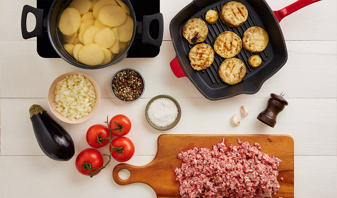 Ingredientes para gratinado de batata e cabrito