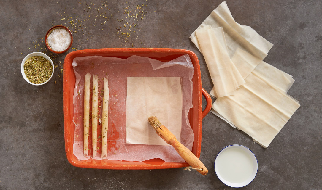 Massa filo preparada para forno