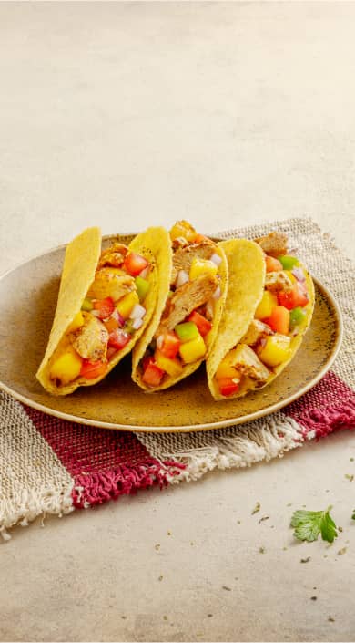 Receita de Tacos de frango tricolores