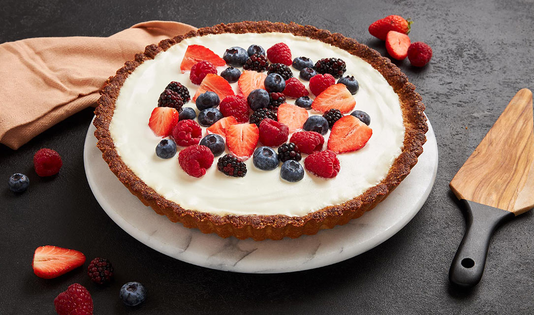 Receita de tarte de iogurte e frutos vermelhos