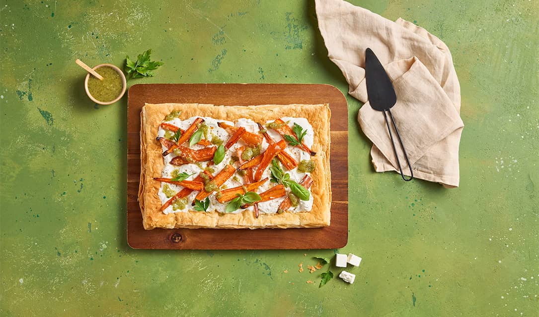 Tarte de cenouras assadas com queijo