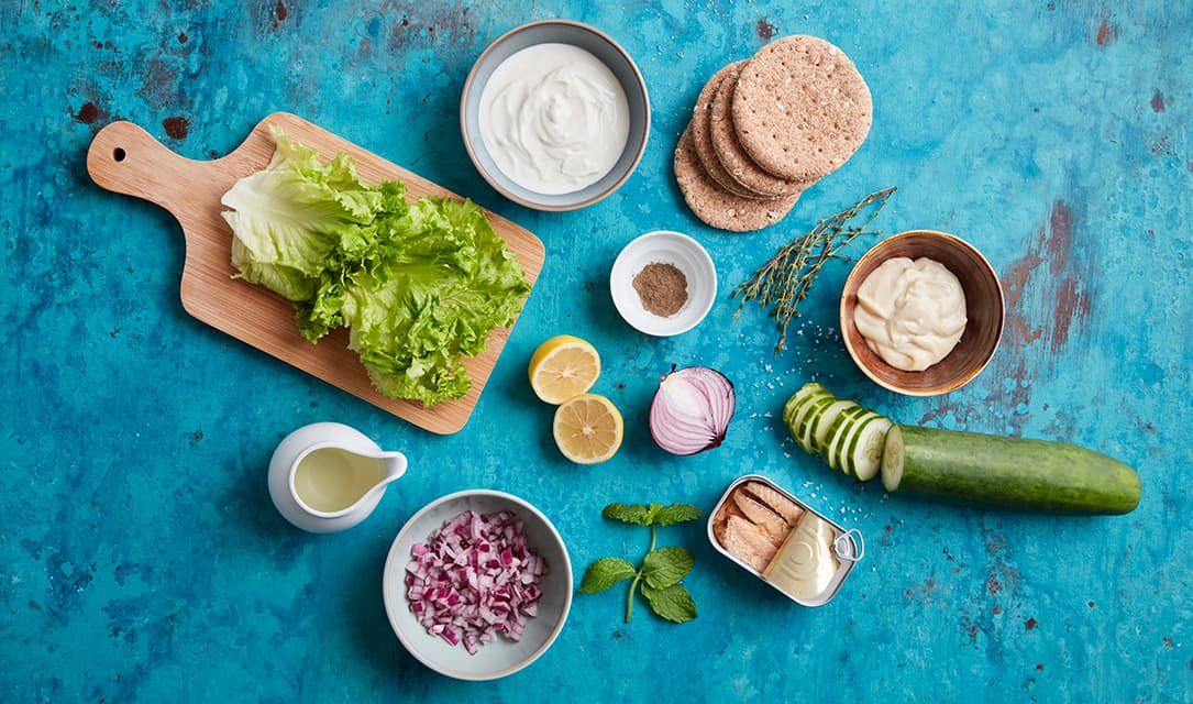 Ingredientes para fazer Pita de Cavala e molho de iogurte