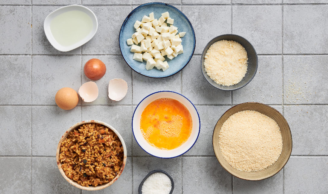 Ingredientes para bolinhas de risotto
