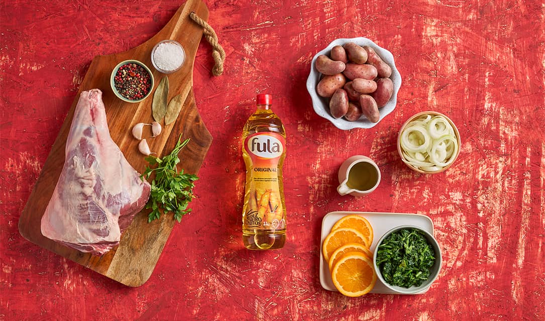 Borrego assado no forno com batatas