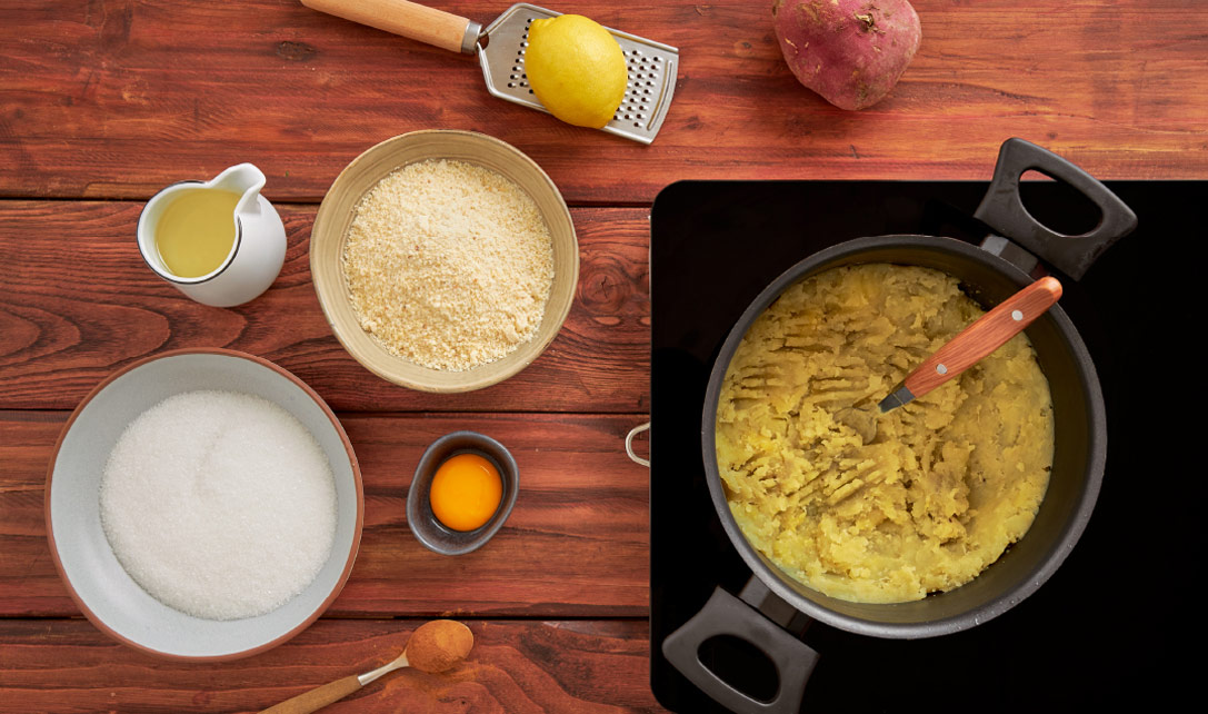 Ingredientes para broas de batata doce