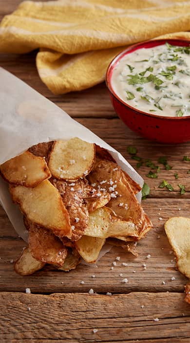 Receita de Lascas de Batata com Maionese de Alho