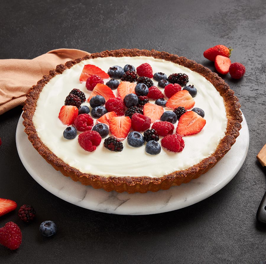 TARTE DE AVEIA COM IOGURTE E FRUTOS VERMELHOS