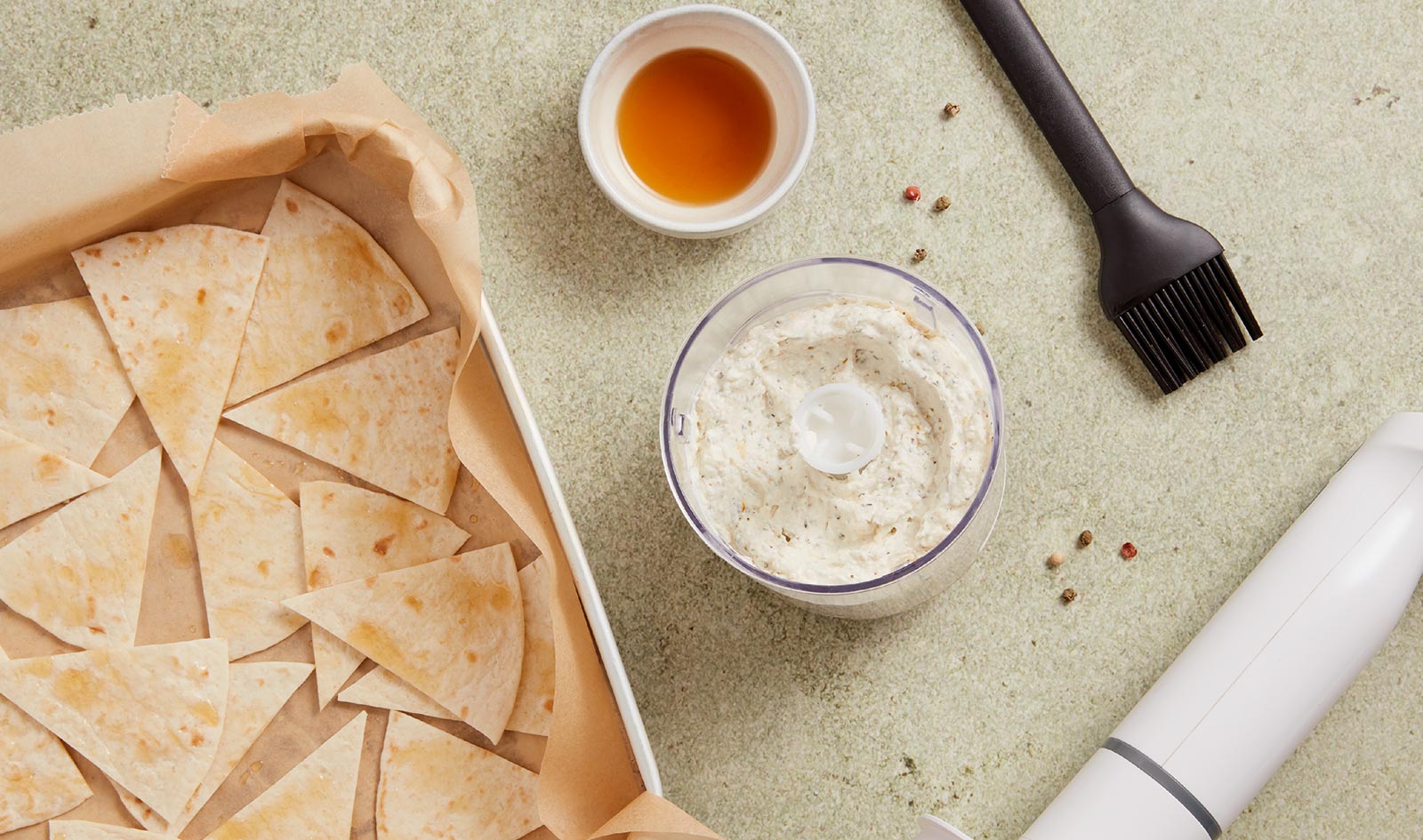 Tortilhas de trigo em triângulos para nachos