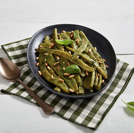 Receita de Feijão-verde com manjericão