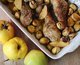 Frango assado com marmelos e castanhas