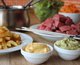 Fondue com maionese de ervas e maionese de alho